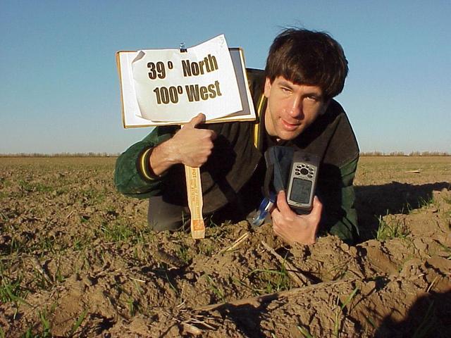 Joseph Kerski at the confluence site.