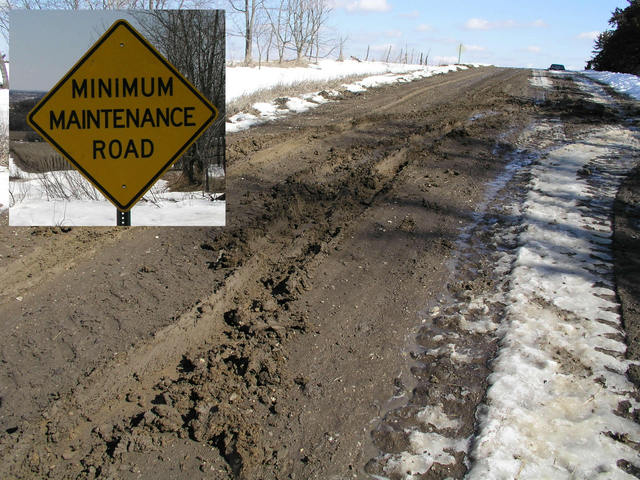 The textbook definition of a “Minimum Maintenance Road.”