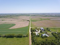 #9: Looking East along the Nebraska-Kansas State Line (Nebraska on the left; Kansas on the right) from 120m above