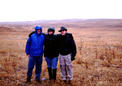 #4: Looking east.  Ben, Reb, and Dan (left to right) are standing on the confluence