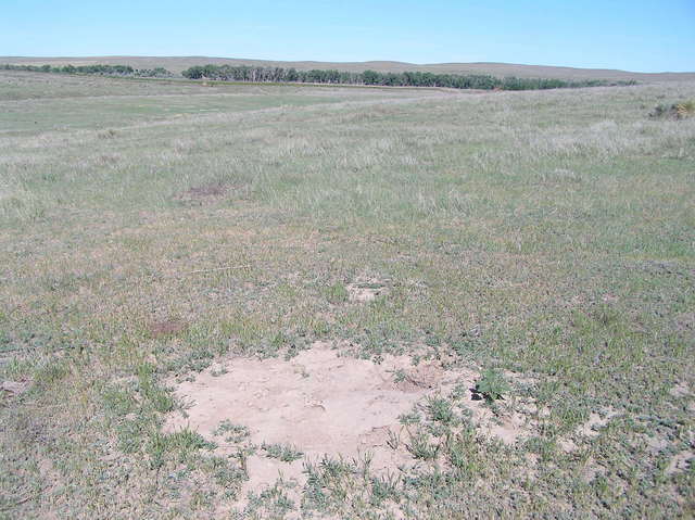 Looking at the confluence site and the valley to the west, with Kansas on the left and Nebraska on the right.