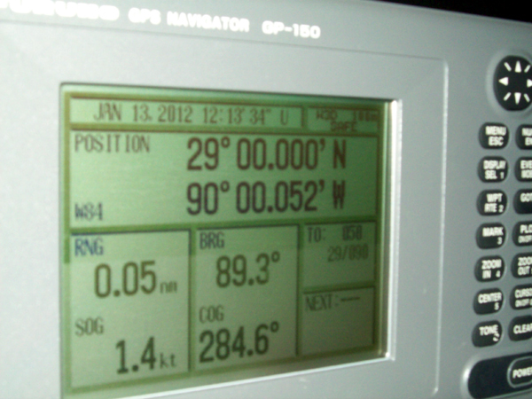Shipboard GPS showing Location and Time