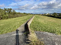 #4: View east from the levee adjacent to the pump station; confluence is about 0.75 miles straight ahead