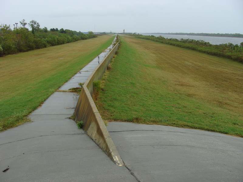 Looking east towards 30-90 from atop the levee, about a kilometer away.