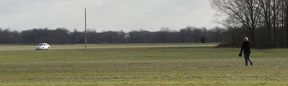 Beating a hasty retreat from a frigid wind, north towards Little Eagle Road