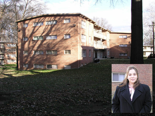 The west end of Building #8662 with an inset of the apartment complex manager.