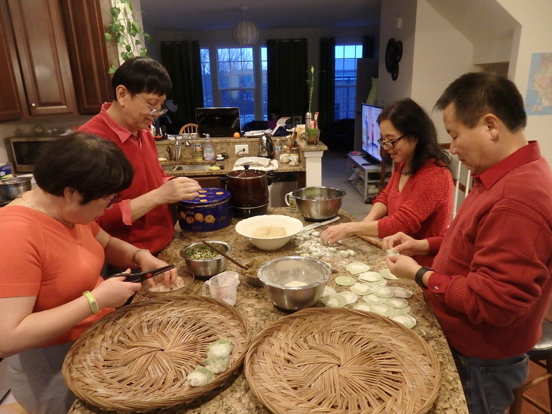 Preparing dumplings for the Chinese New Year