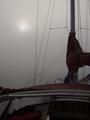 #7: The sun peeks through the thick fog while underway