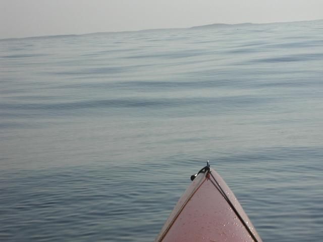 Confluence spot immediately off the bow of the kayak.