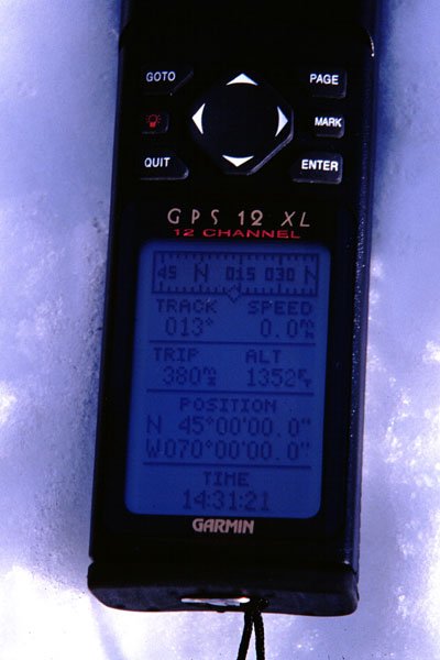 The GPS reading 45 N 70 W