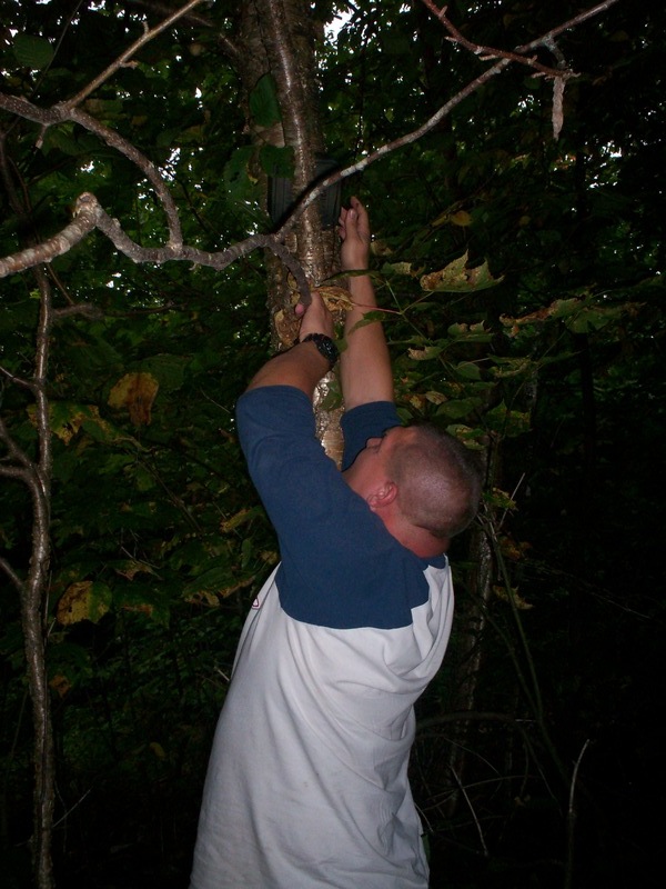 Chris placing a cache