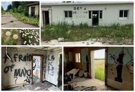 #8: Derelict sentry post on US-1 (Not current confluence access point); “Detachment 2, 1000th Satellite Operations Group” sign; Abandoned interior with southeast view to confluence point.