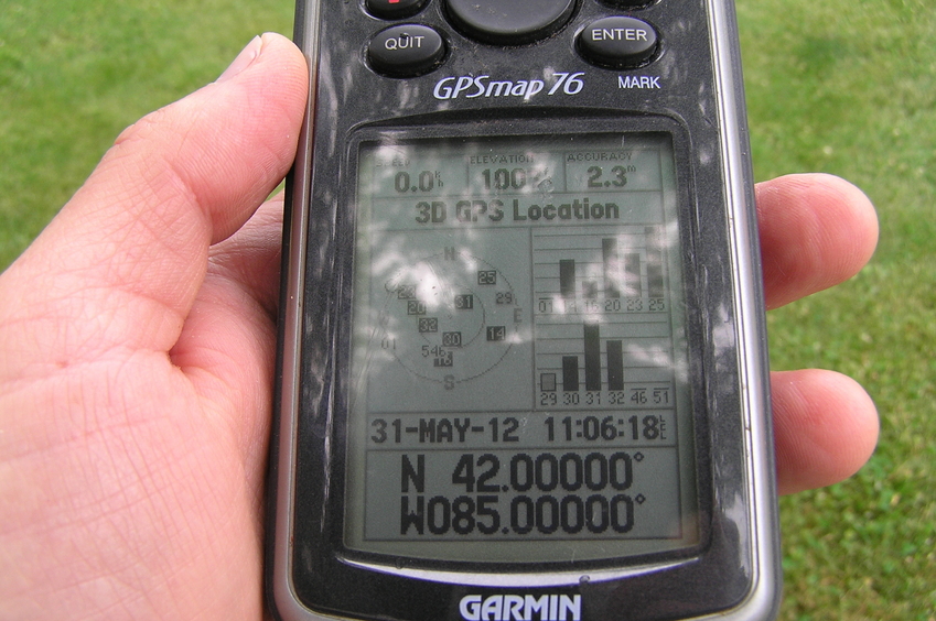 GPS receiver at the confluence point.