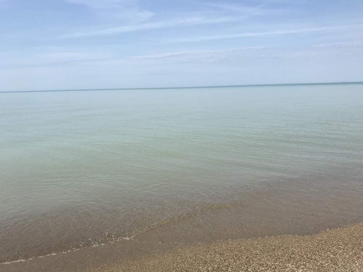 Looking north toward 42 North 87 West from the shore of Lake Michigan in Indiana.