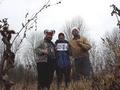 #2: Brian Lehmkuhle, Joseph Kerski, and Michael Lehmkuhle don festive hats to mark their arrival 43 N 86 W.