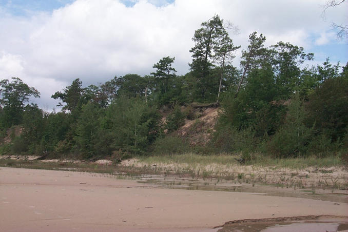 Looking north at the cliffs along the beach.