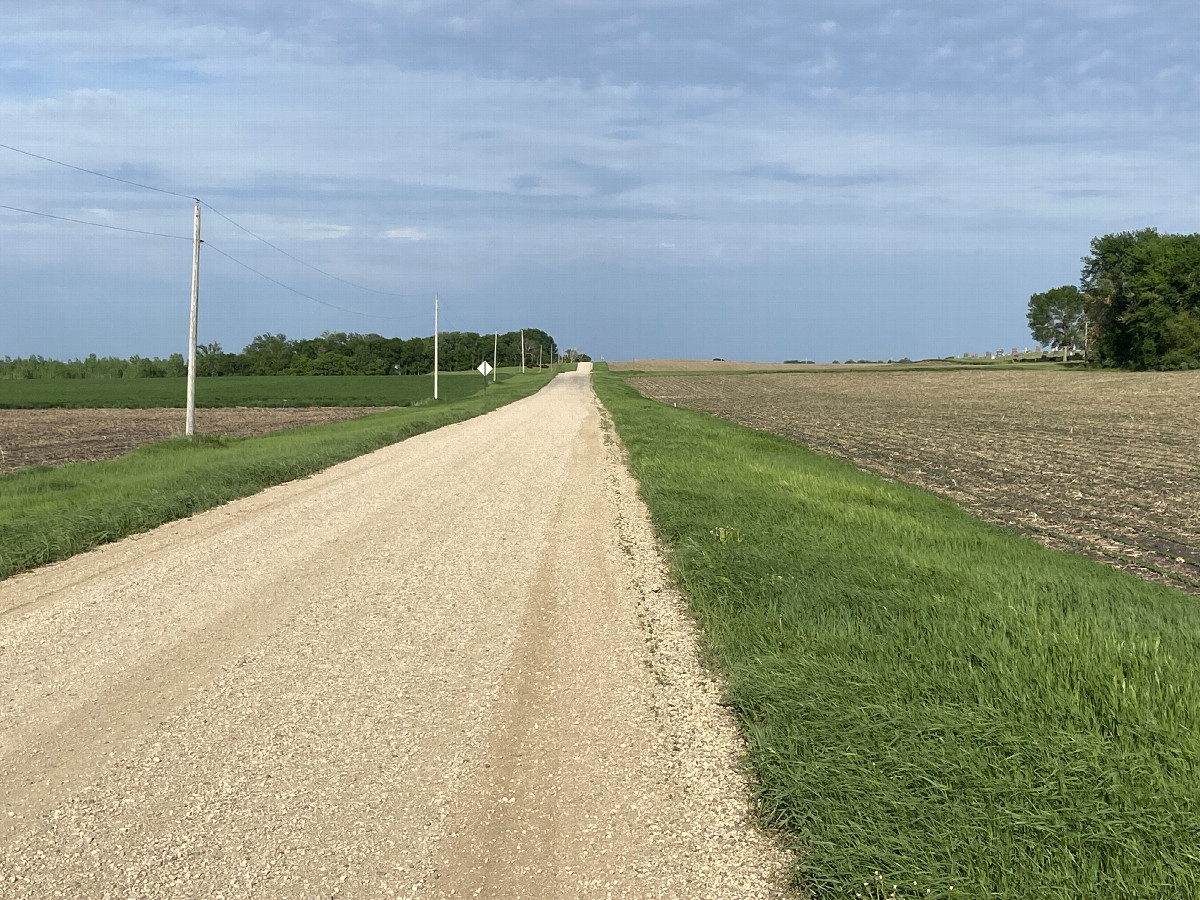 Nearest road to the confluence point, to the north, looking east.