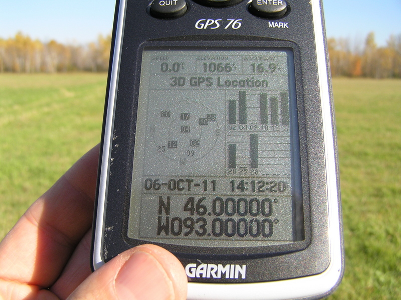 GPS reading at the confluence site.