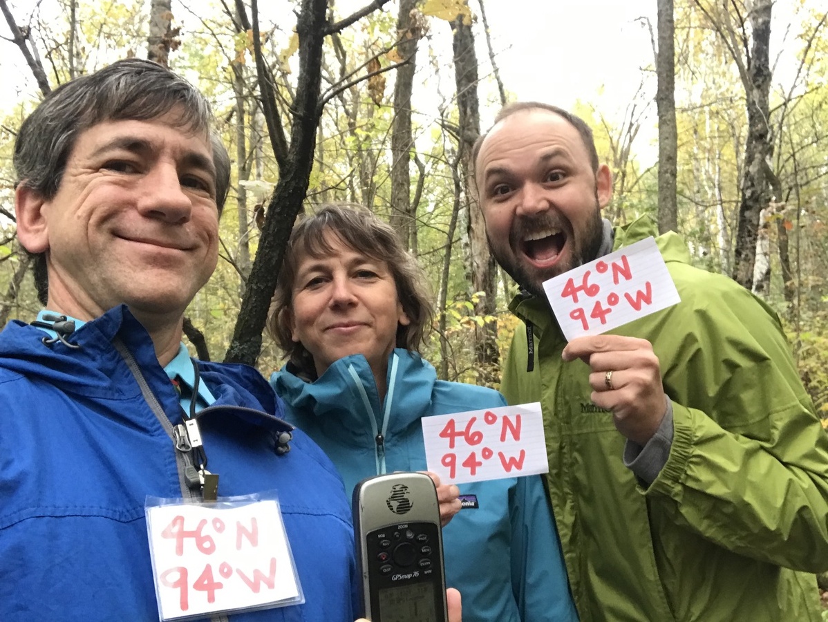 Joseph Kerski, Stacey Stark, and Zach Vavra feeling centered at 46 North 94 West. 