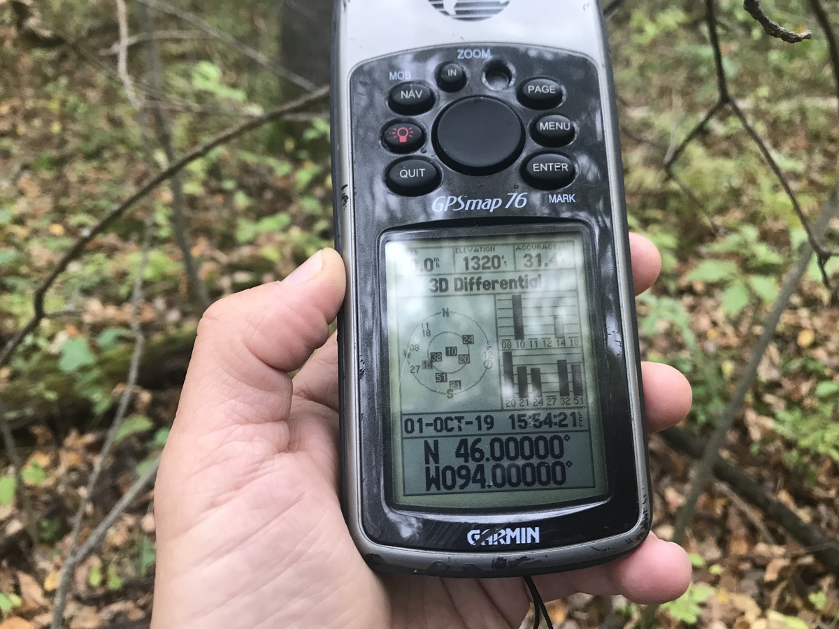 GPS receiver at confluence point.