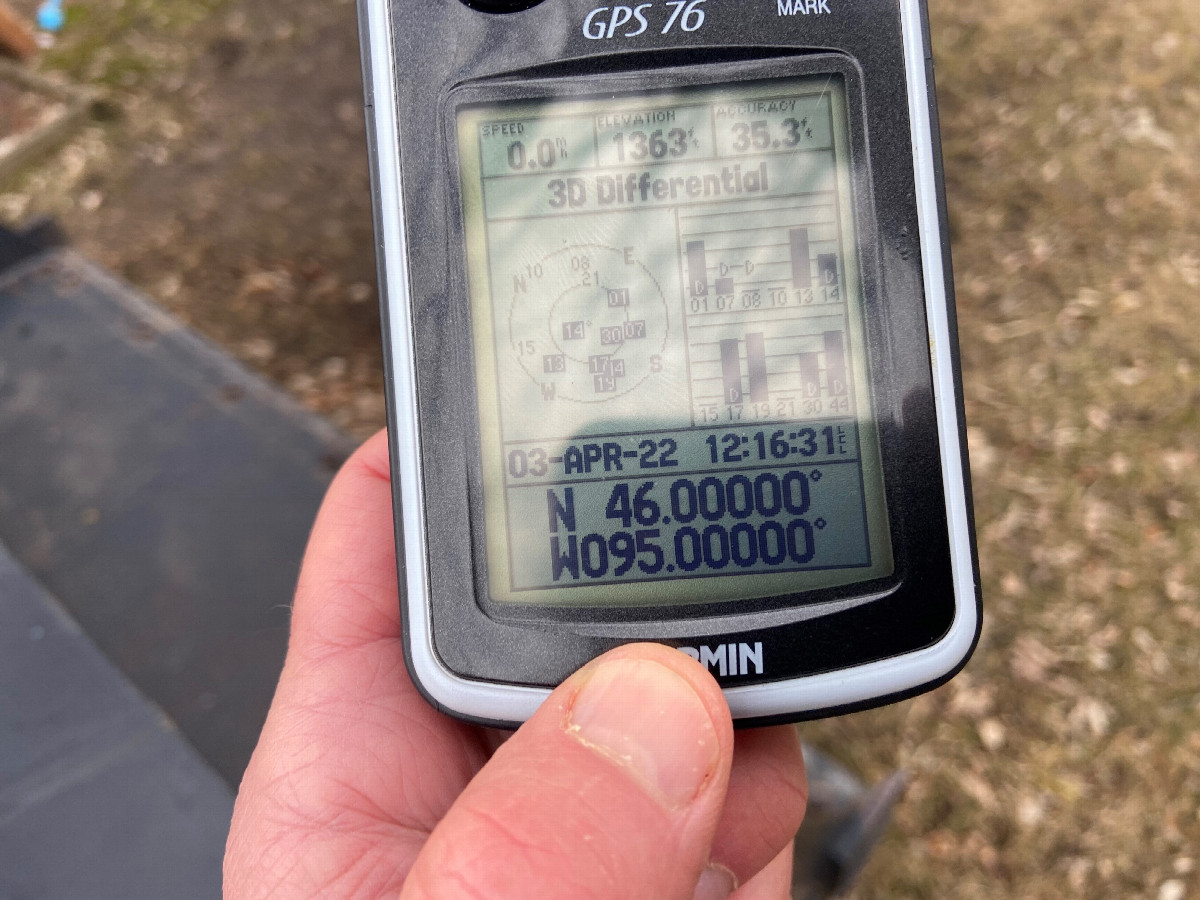 GPS receiver at the confluence point. 