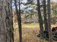 #3: Looking east, towards the maintenance shed and associated pile of wood