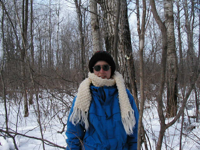 Debbie standing at the confluence