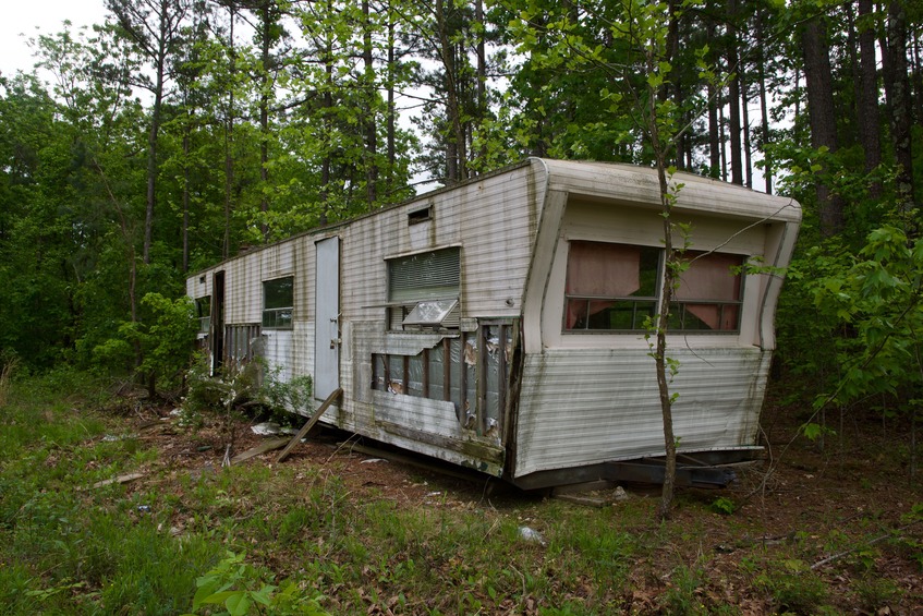 An abandoned trailer, 1/4 mile south of the point