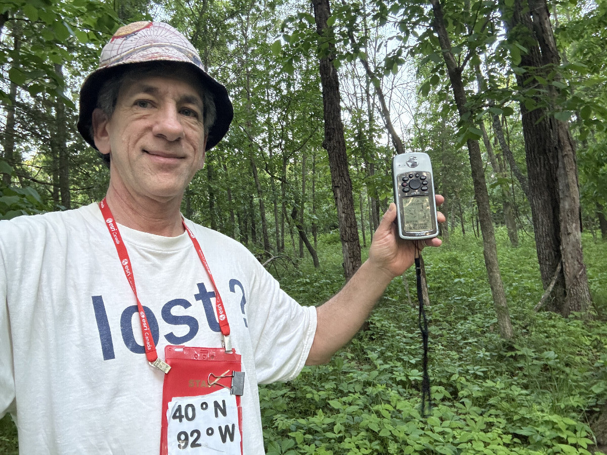 Joseph Kerski at the confluence point.