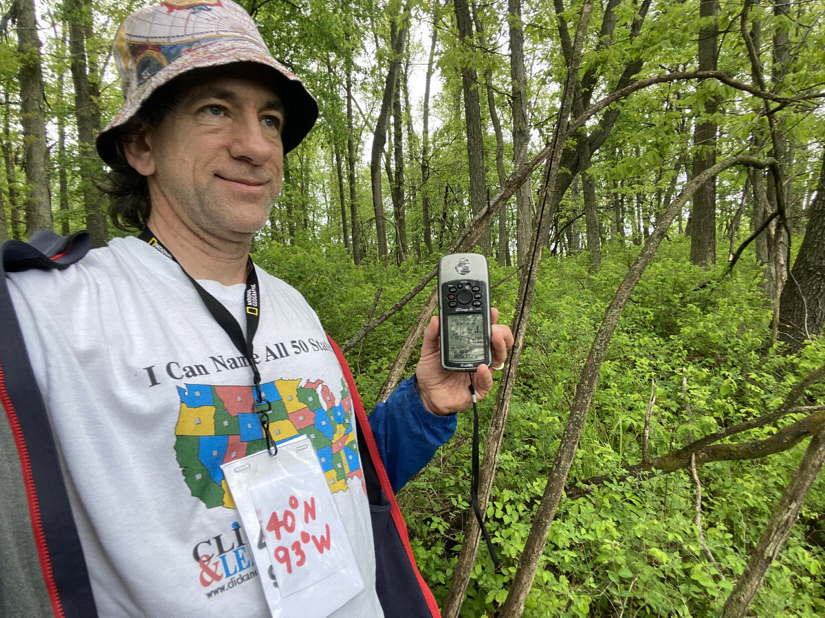 Joseph Kerski at the confluence point. 