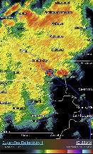 #11: Radar screenshot on my drive in (blue target marking my unfortunate location)