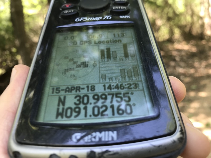 GPS reading near the confluence point. 