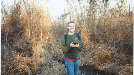 My lovely assistant, Robin, standing on the spot.