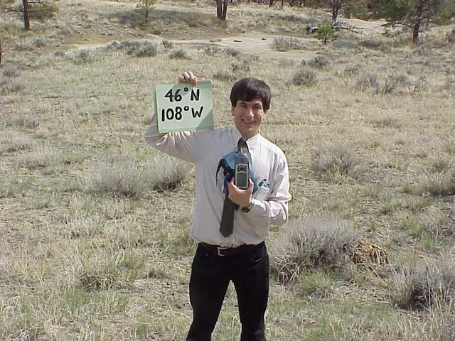 Geographer Joseph Kerski sends his greetings from the confluence site.