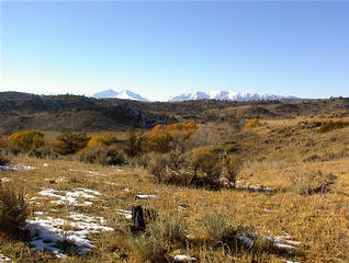 #1: West view of Crazy Mountains from confluence