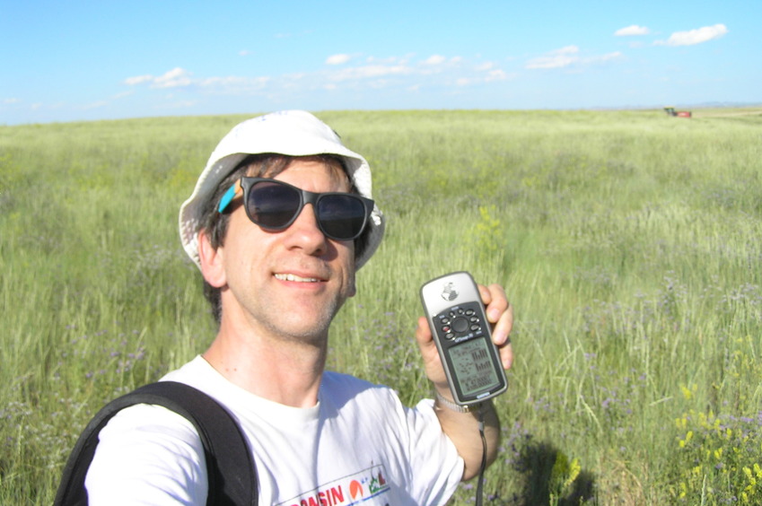 Joseph Kerski at the confluence point. 