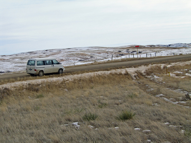 Parking along the road south of the confluence