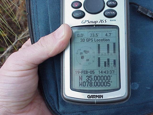 GPS reading at the confluence site.