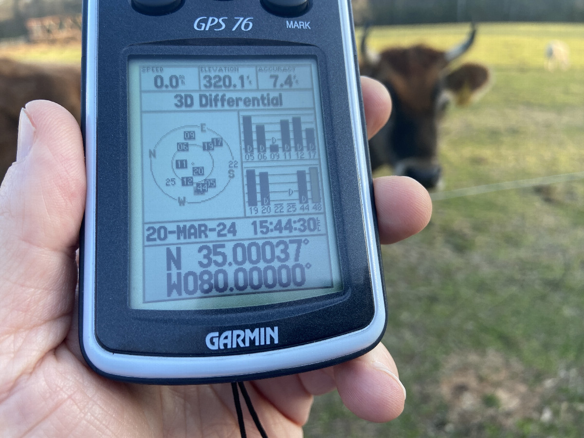 GPS receiver at the confluence point. 