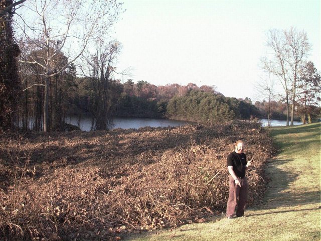 Jason, standing on the spot, down the hill, facing the lake.