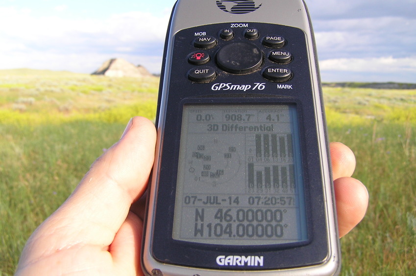 GPS reading at the confluence point.