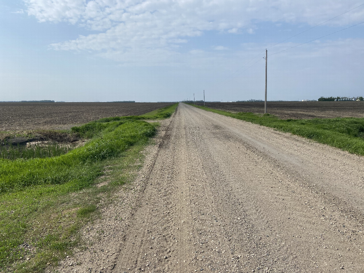 Nearest road to the confluence point, on the west side, looking south.