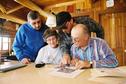 #7: Reviewing maps and photos. From left are George Ding and Gladys, Brent and Florian Woroniecki.