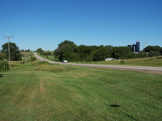 The view West from the farmyard looking down Highway 66.