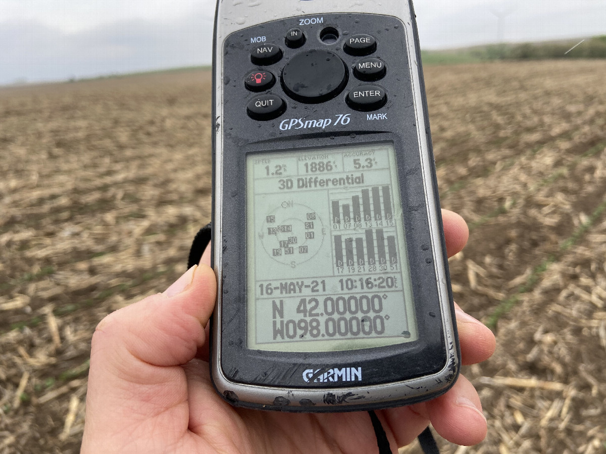 GPS reading at the confluence point. 