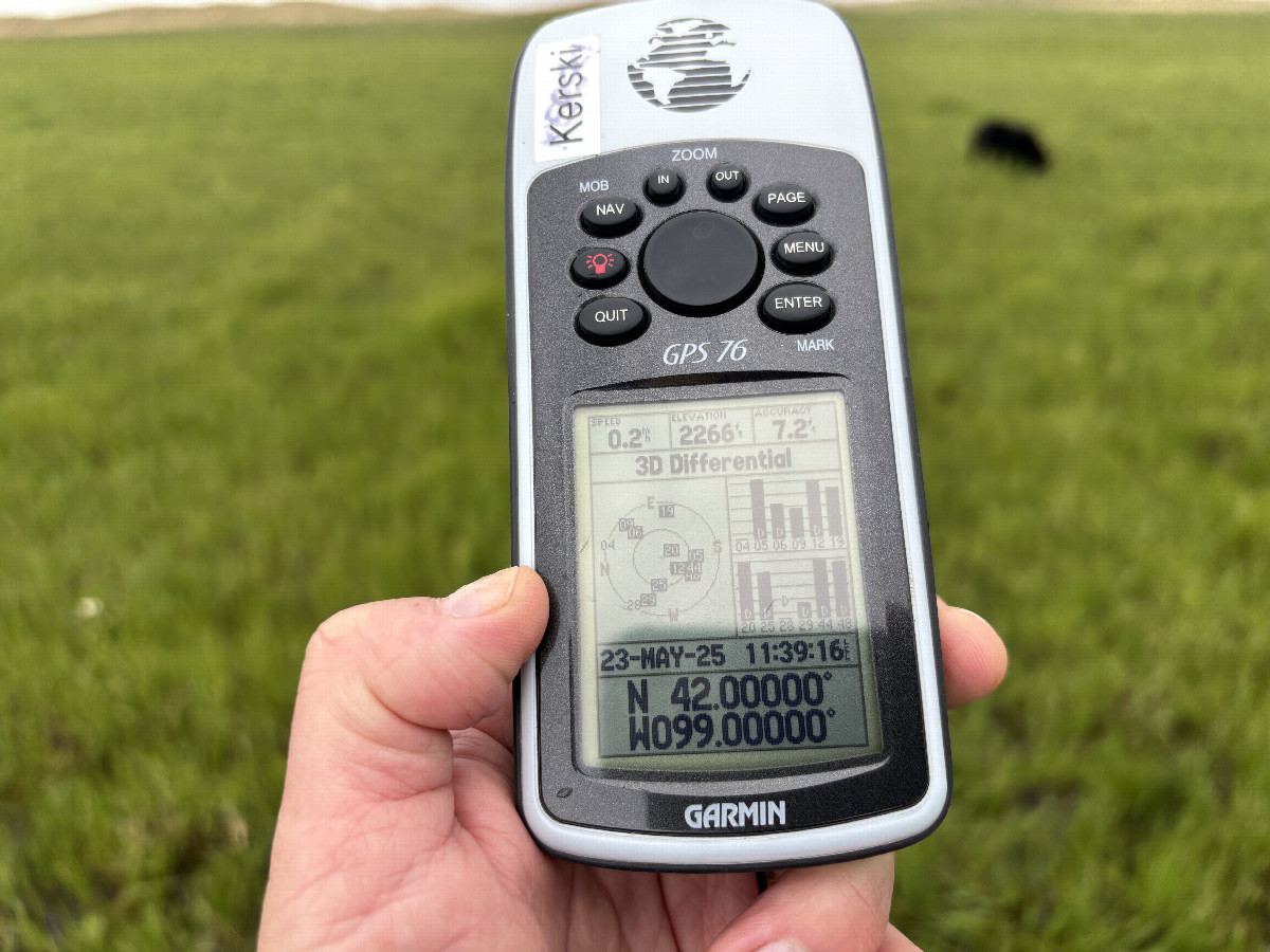 GPS reading at the confluence point. 