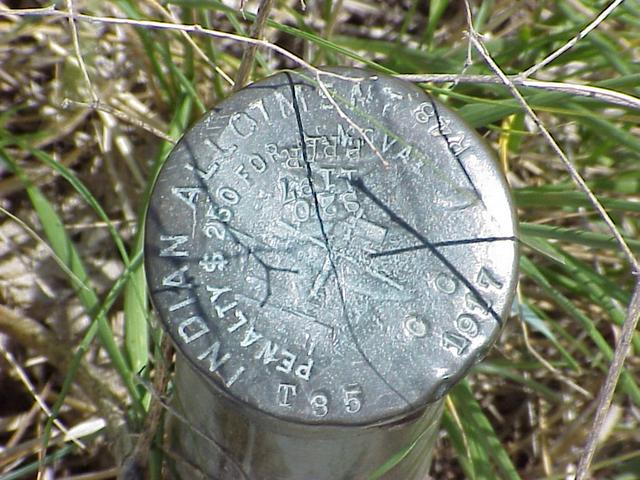 1917 Indian Allotment Benchmark, marking southwest corner of Pine Ridge Indian Reservation.