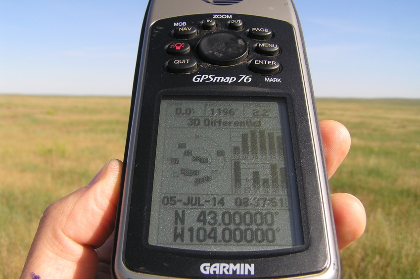 GPS reading at the confluence point.