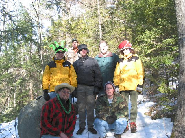 The group at the confluence.  Left to right: Dave Sparks and Reb in the front.  Ben, William, Dan, Charles and Michelle in the back.  Photograph by David