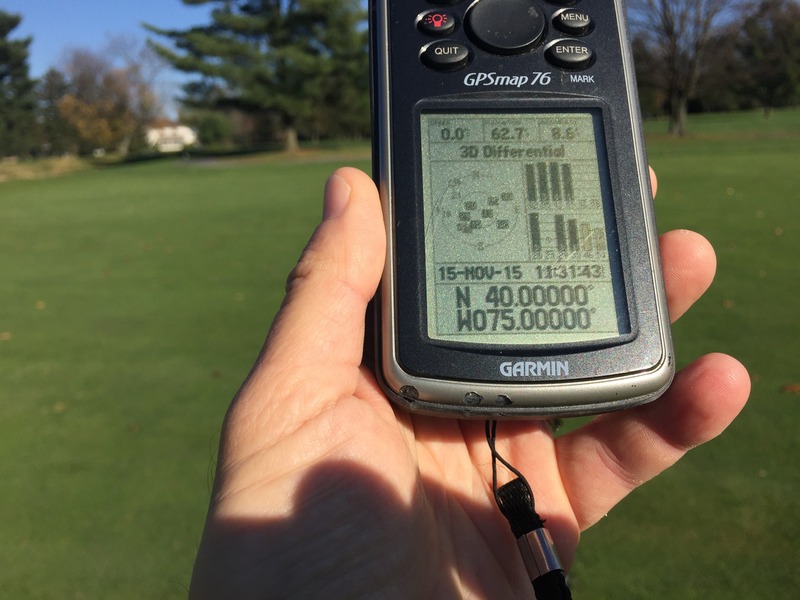 GPS reading at the confluence point. 